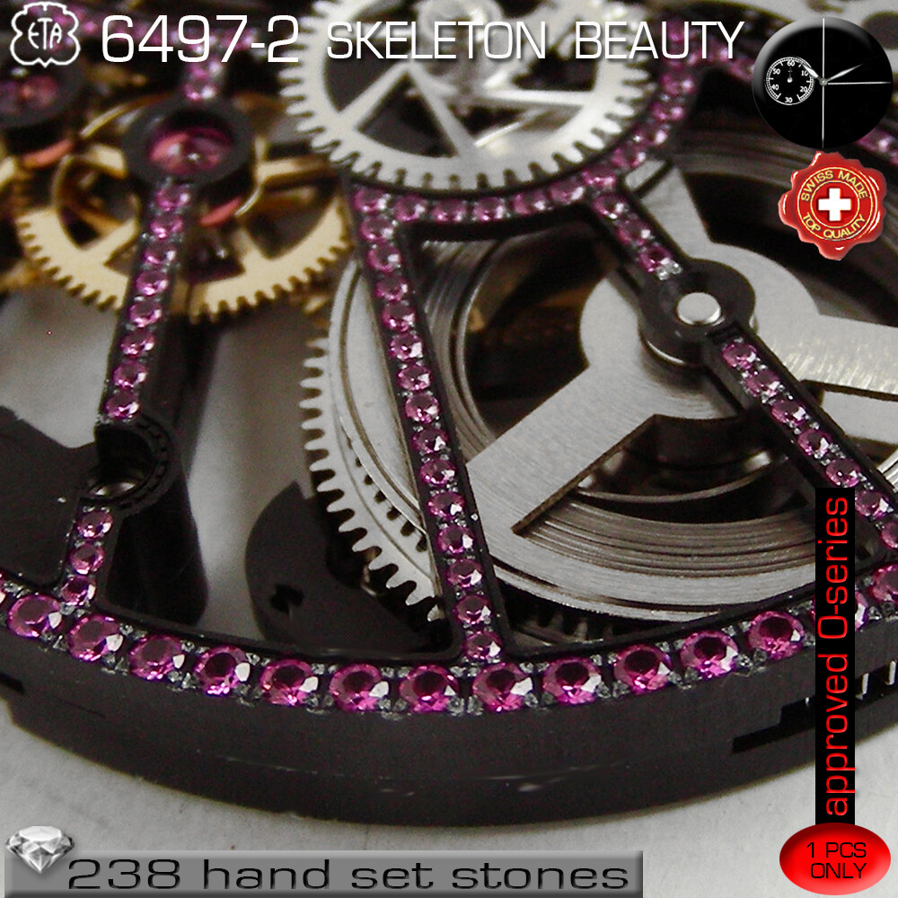 MOVEMENT ETA UNITAS 6497-2, BL109, SPIDER SKELETON, RED STONE DECORATED, SWISS