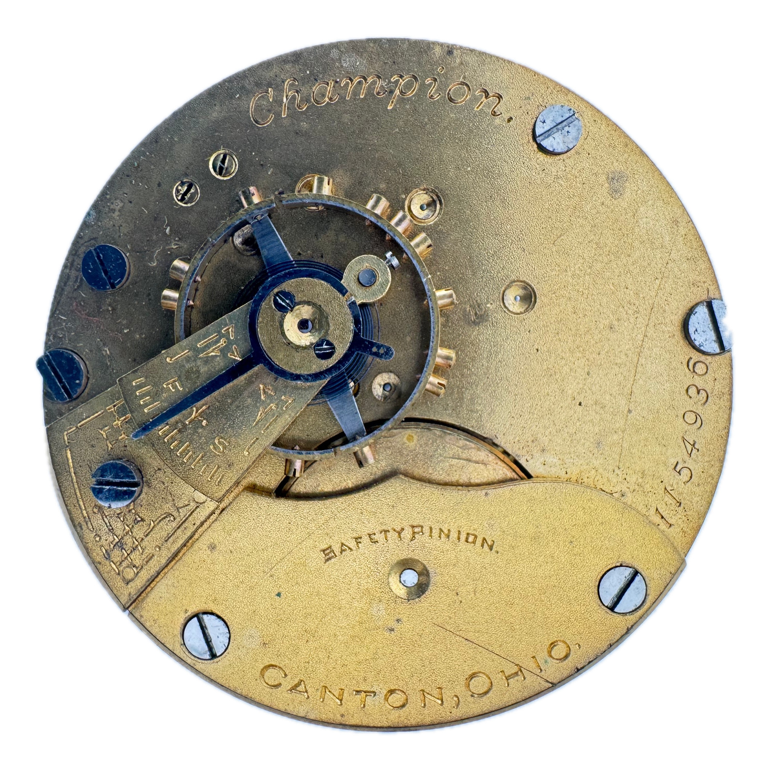 Antique 18s 1898 Hampden Watch Co Champion Hunter Pocket Watch Movement USA Gilt