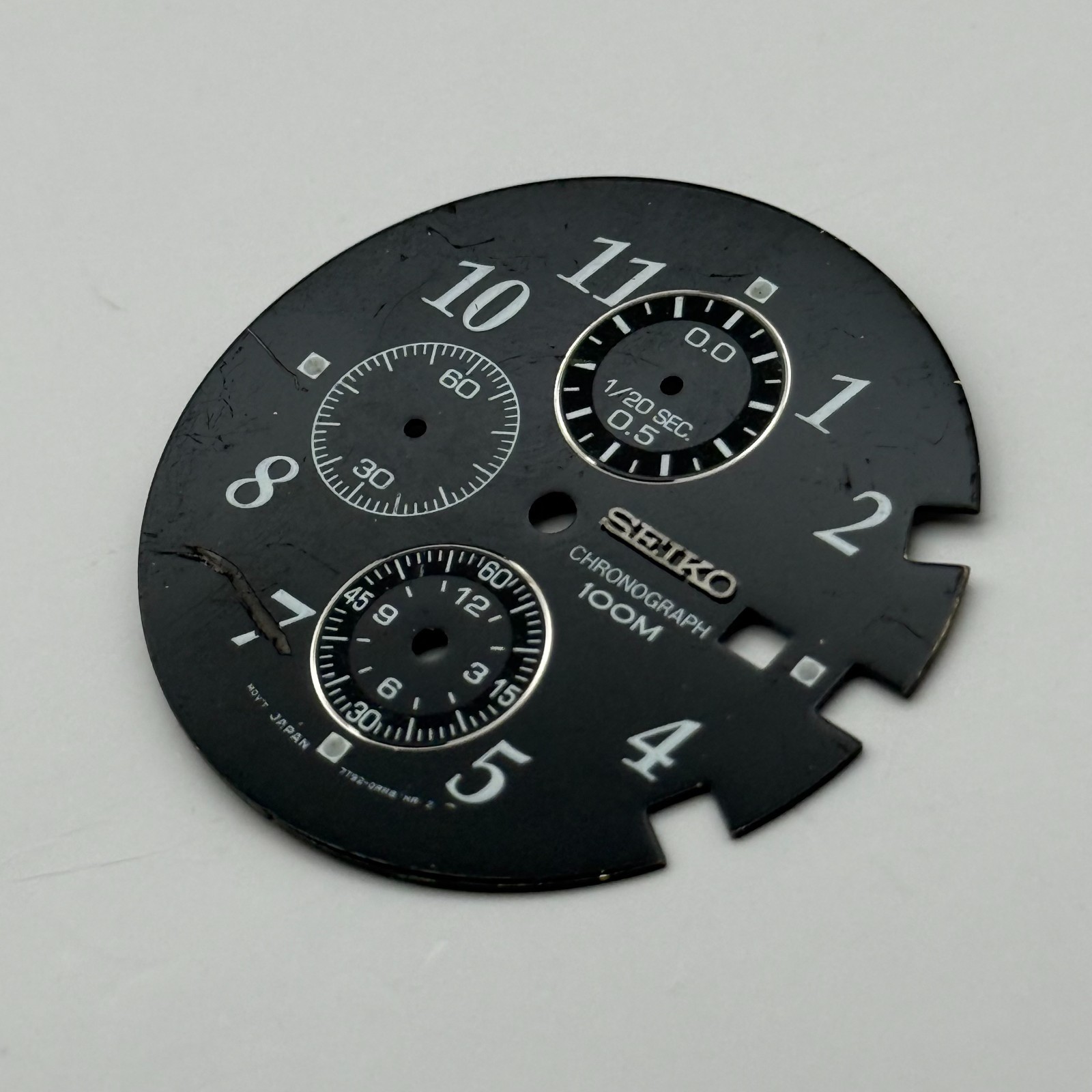 Seiko 7T92-0AR8 Watch Dial Chronograph 100M Black Spare Parts Repair 32.9mm