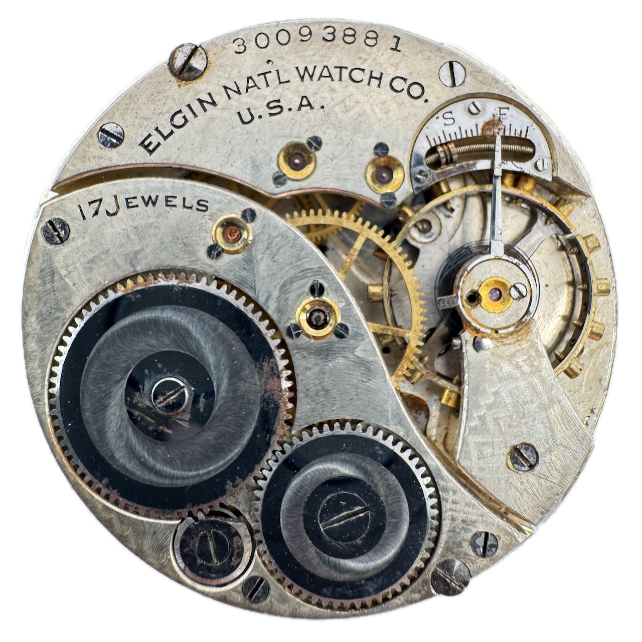 Vintage 12s 1928 Elgin Floral 17 Jewel Mechanical Pocket Watch Movement 345 USA
