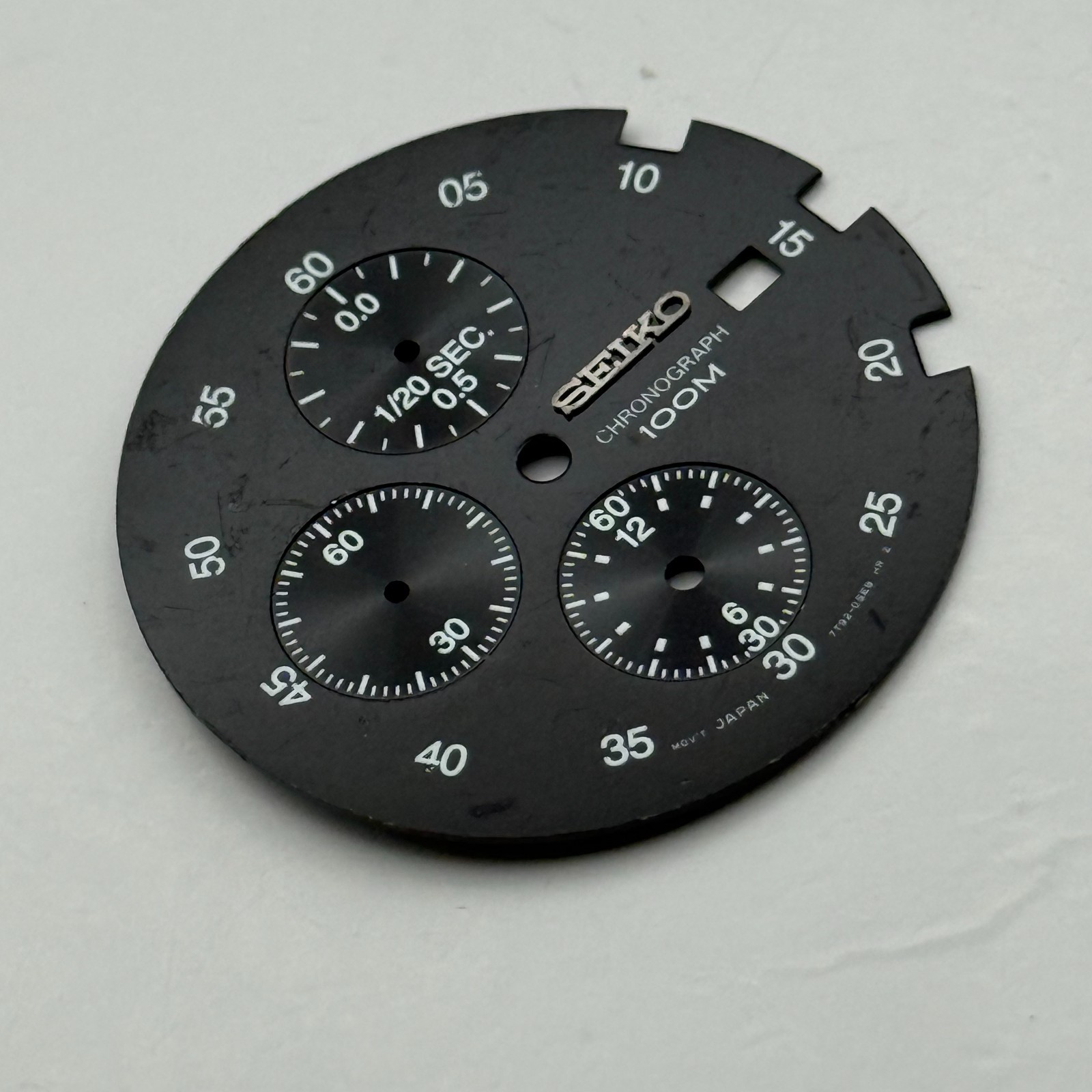 Seiko 7T92-0SE8 Watch Dial Chronograph 100M Black Japan Spare Parts Repair 31mm