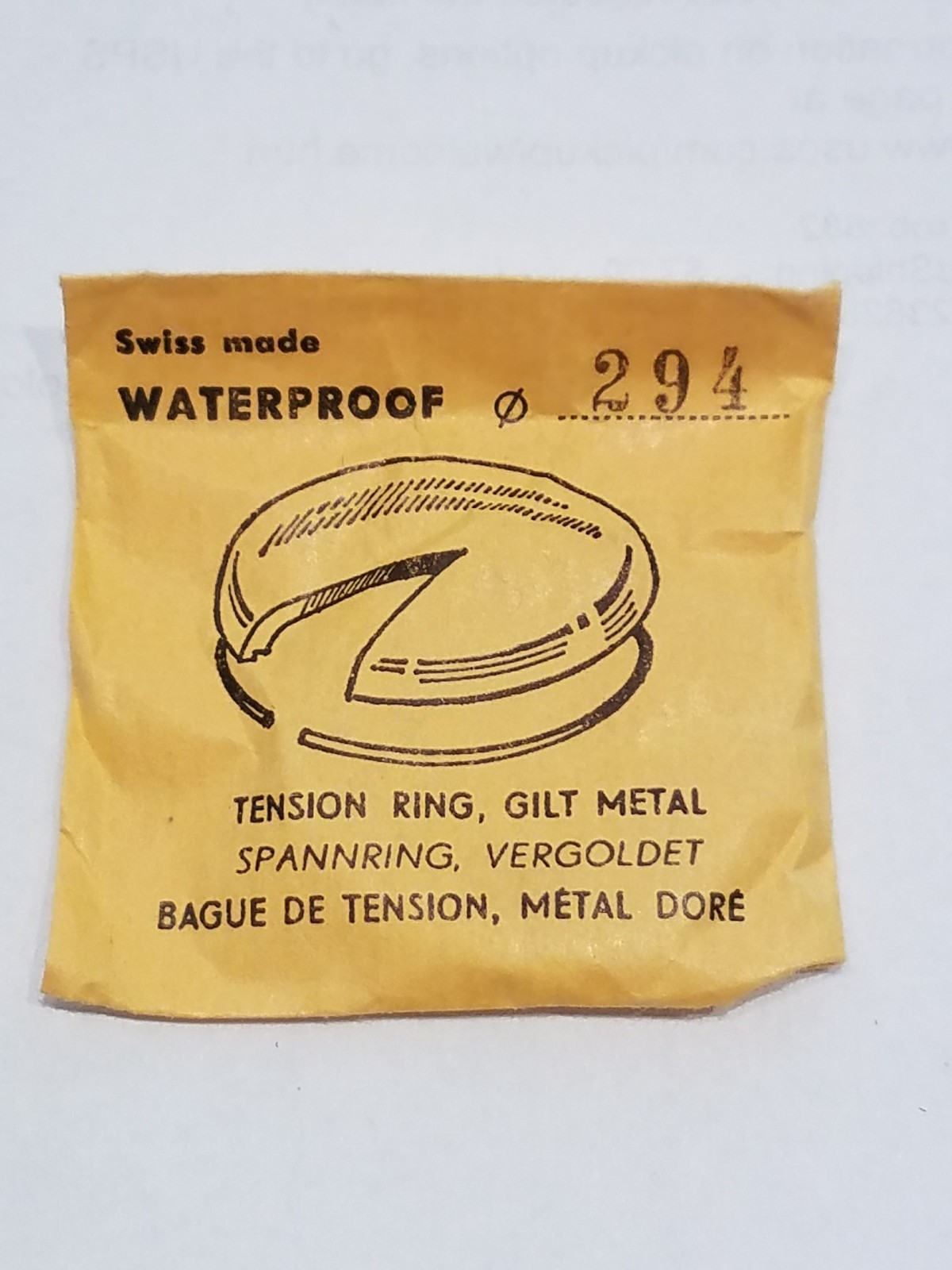 Vintage Swiss Wrist Watch Yellow Reflector Ring Crystal NOS Free Shipping #36
