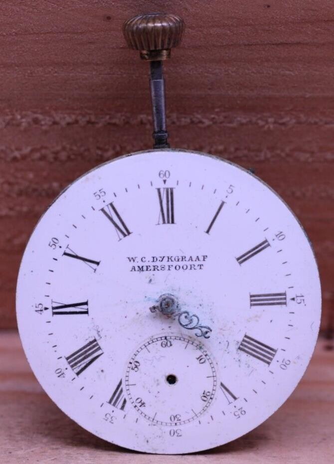 W.C. DYKGRAAF AMERSFOORT SWISS POCKET WATCH MOVEMENT 40.5mm FOR REPAIR (HW)
