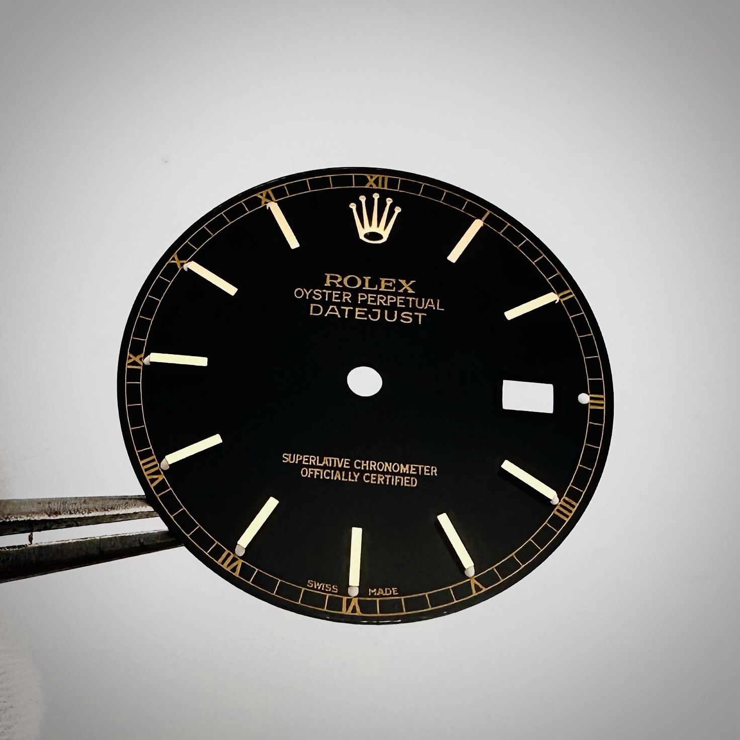 Factory Rolex Two Tone Black Gloss Luminova Dial Datejust 16013 16233 16238