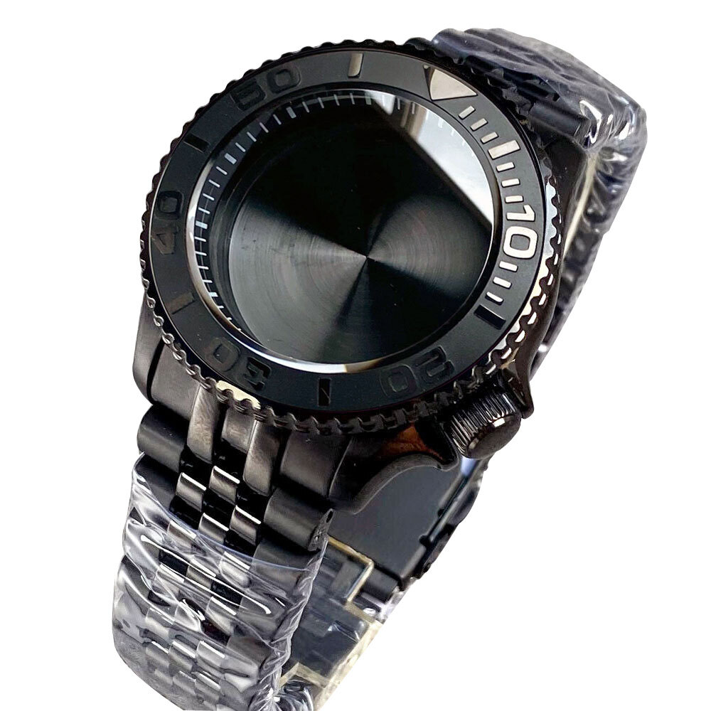 New PVD Black 41mm Tandorio Mens Watch Case Dive 20ATM fit NH35 ETA2824 PT5000