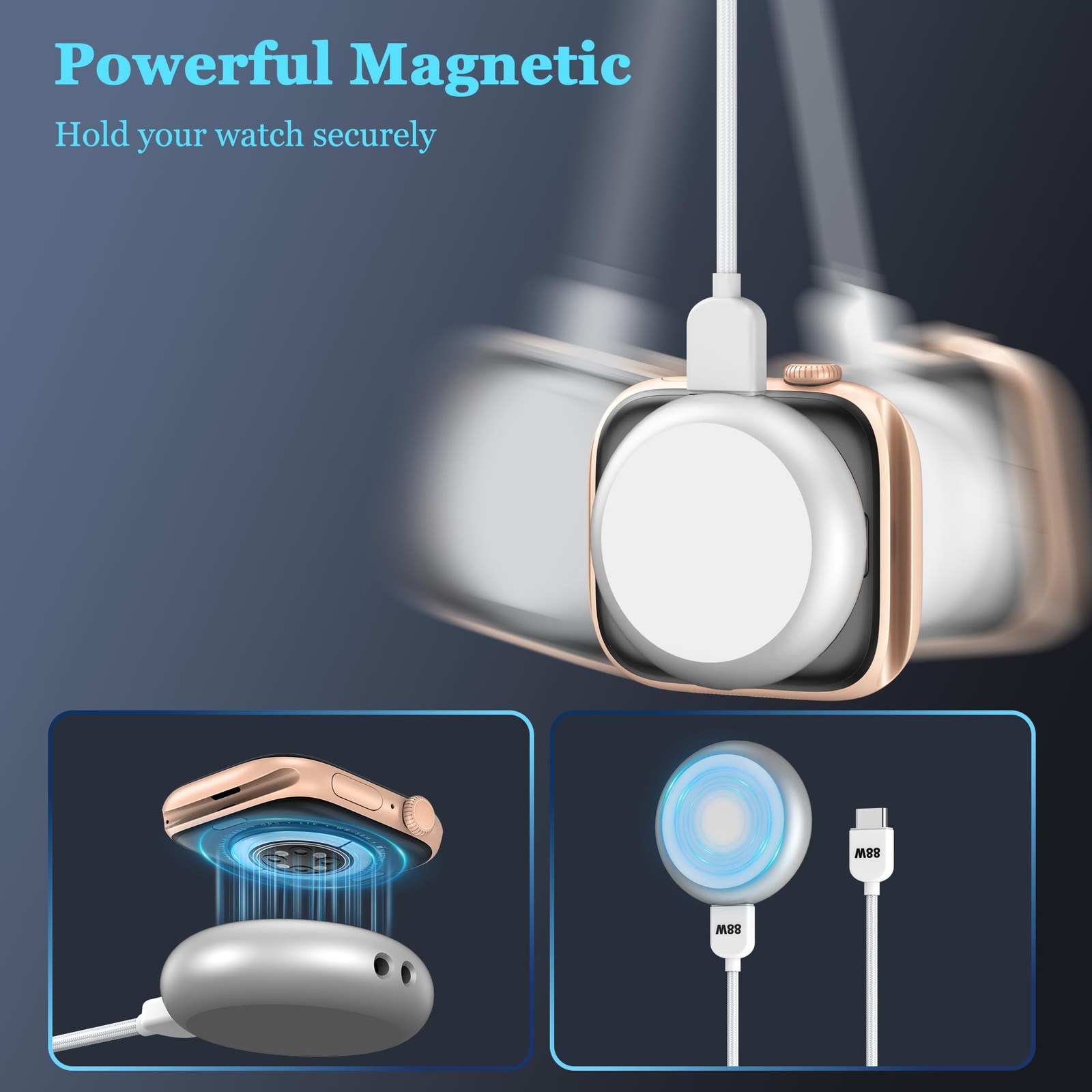 【5W】 for Apple Watch Charger, Portable iWatch Charger with 88W Cable,