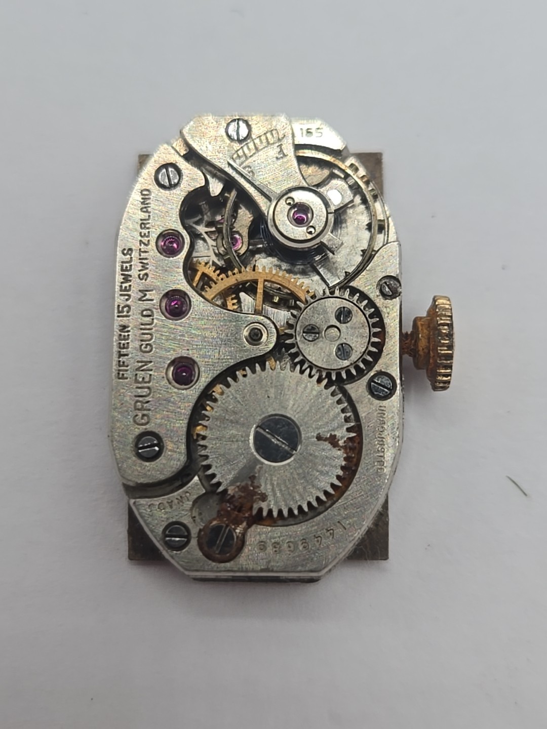 Vintage Watch Movement Gruen Guild M GR 165 FOR REPAIRS