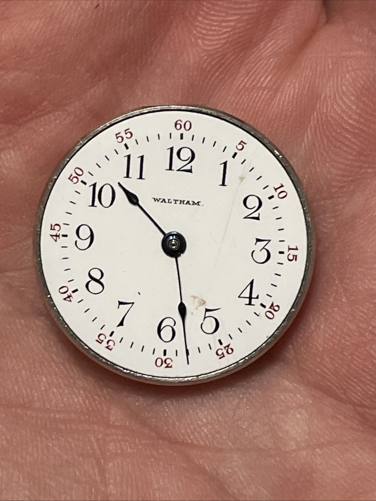 American Waltham Watch Co. 12650038 25mm Watch Movement Dial Hands Parts Repair