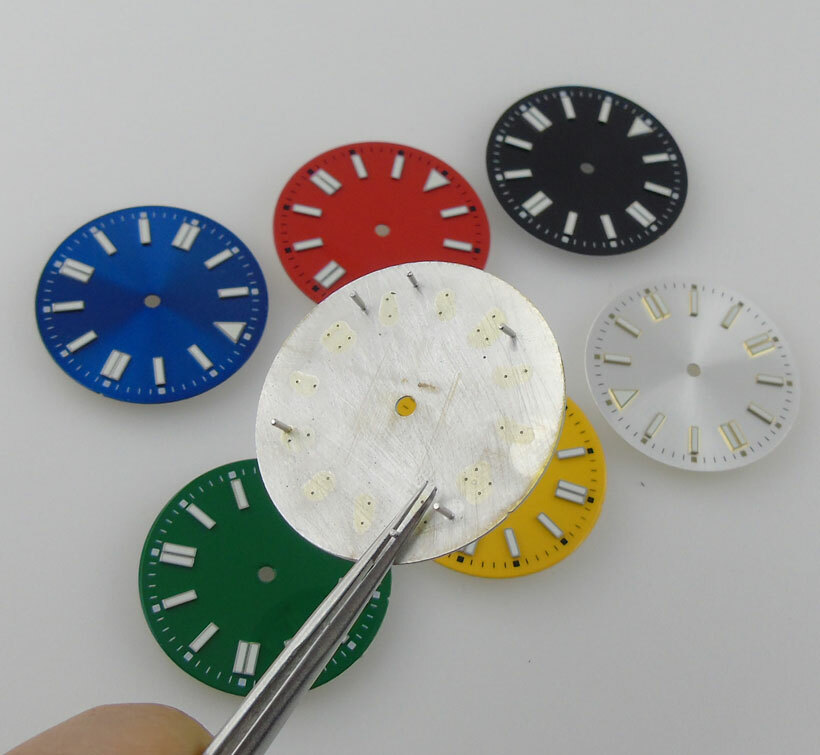 31mm Multicolor Watch Dial Blue Lume Fit NH35 Miyota82 Series ETA2824 Movement