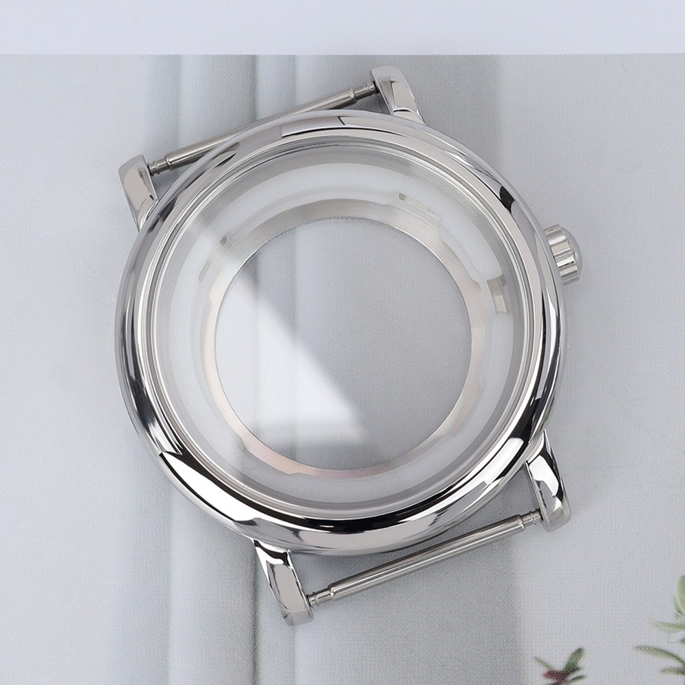 Stainless 44mm Pilot Watch Case Polished Domed Bezel For Seiko NH35 38 Movement