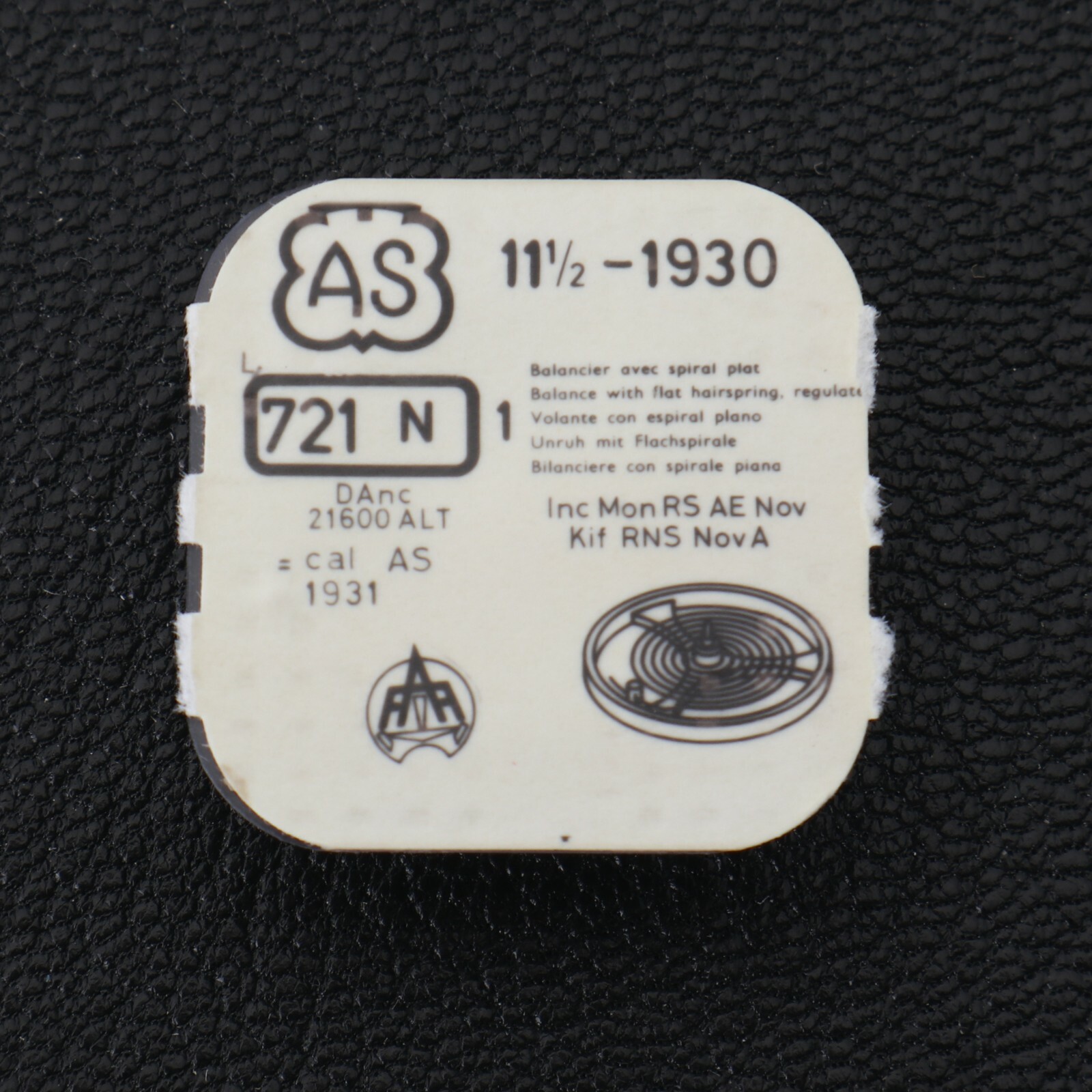 AS 1930 Balance Complete Watch Part #721 New Old Stock Watchmaker (C17D11)
