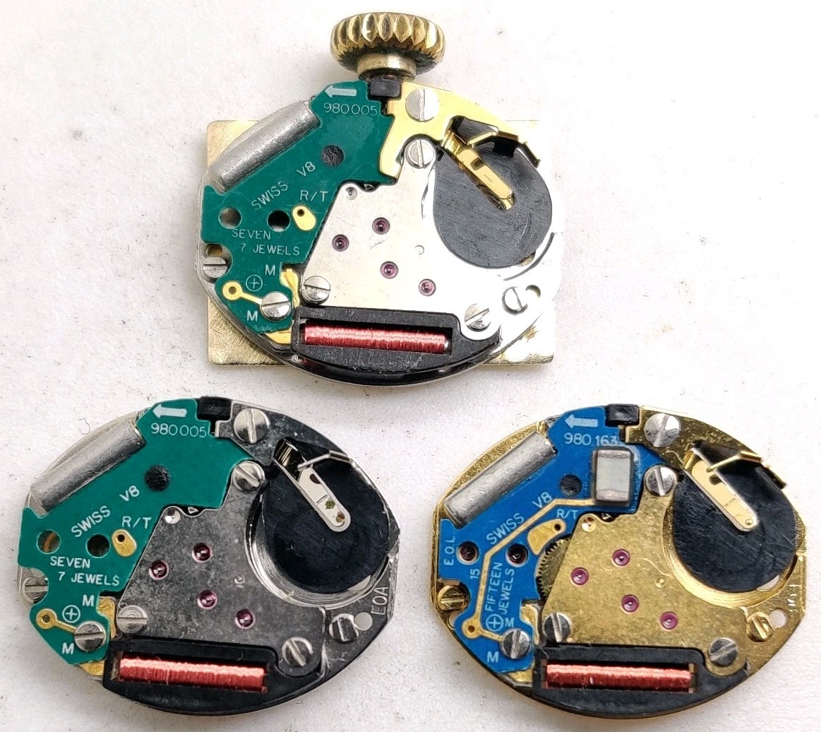 Lot Of 3 ETA 980.005 980.163 Swiss quartz movements For Repair