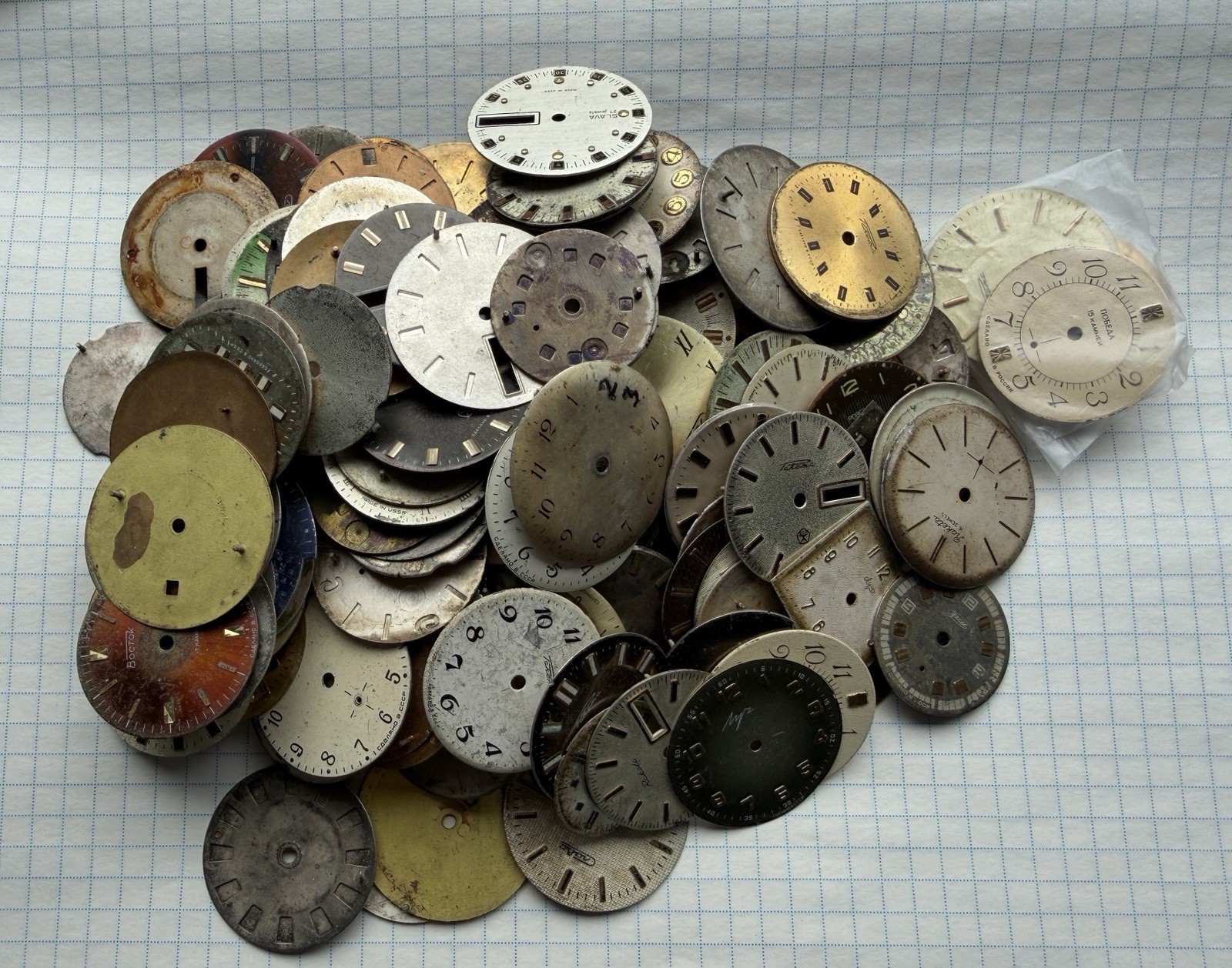 Soviet Vintage Watch Dials Lot 400g – Mechanical watch Faces, Steampunk, Art