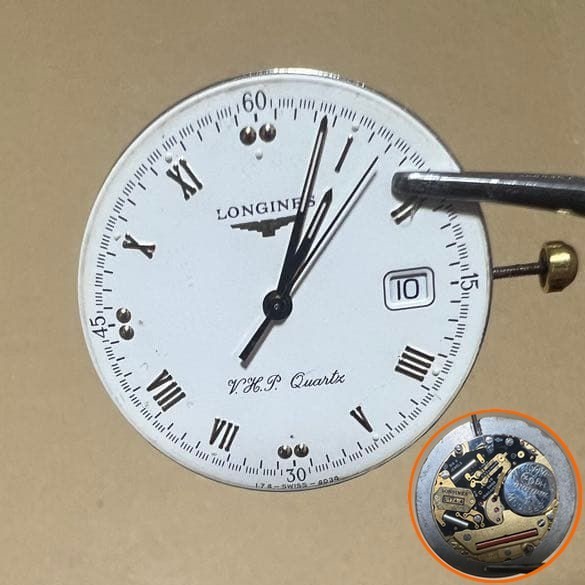 Longines VHP Cal L174.4 Quartz Movement White Dial 6 Jewels Working Watch Parts