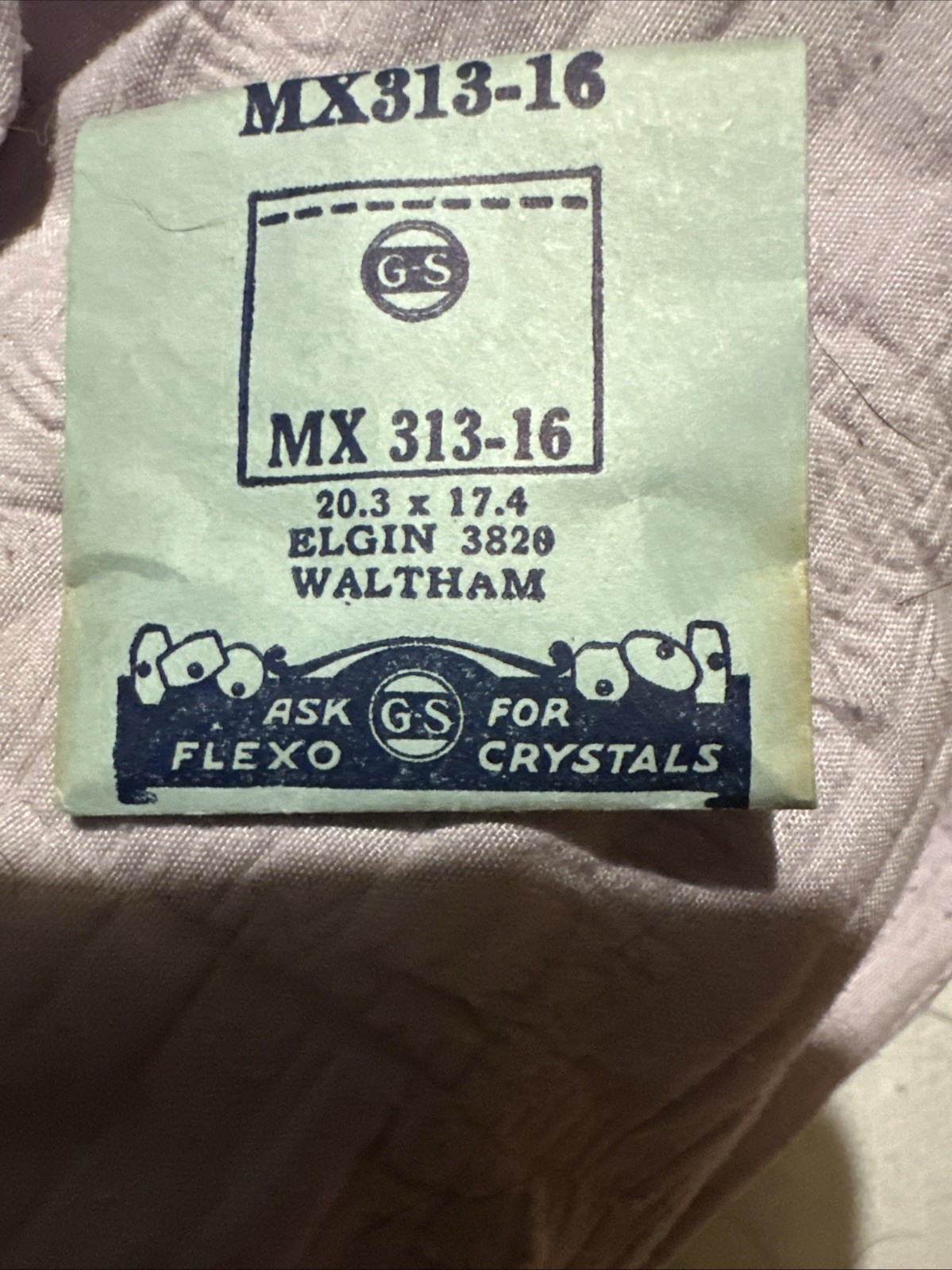 GS MX313-16 Watch Crystal Fit Waltham Elgin 3829 20.3 x 17.4 – Replacement