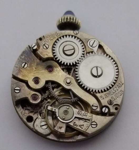 1920’s A RACINE SWISS 15J WATCH MOVEMENT 10.5L RUNNING 23.7mm