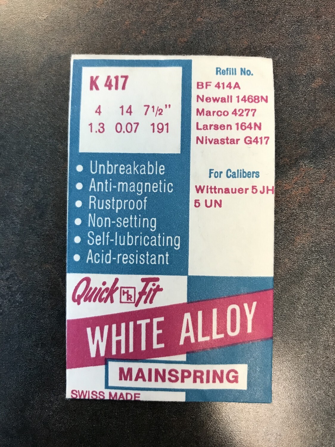 HR Quick Fit Mainspring No. K417 for Wittnauer 5JH & 5UN – Alloy