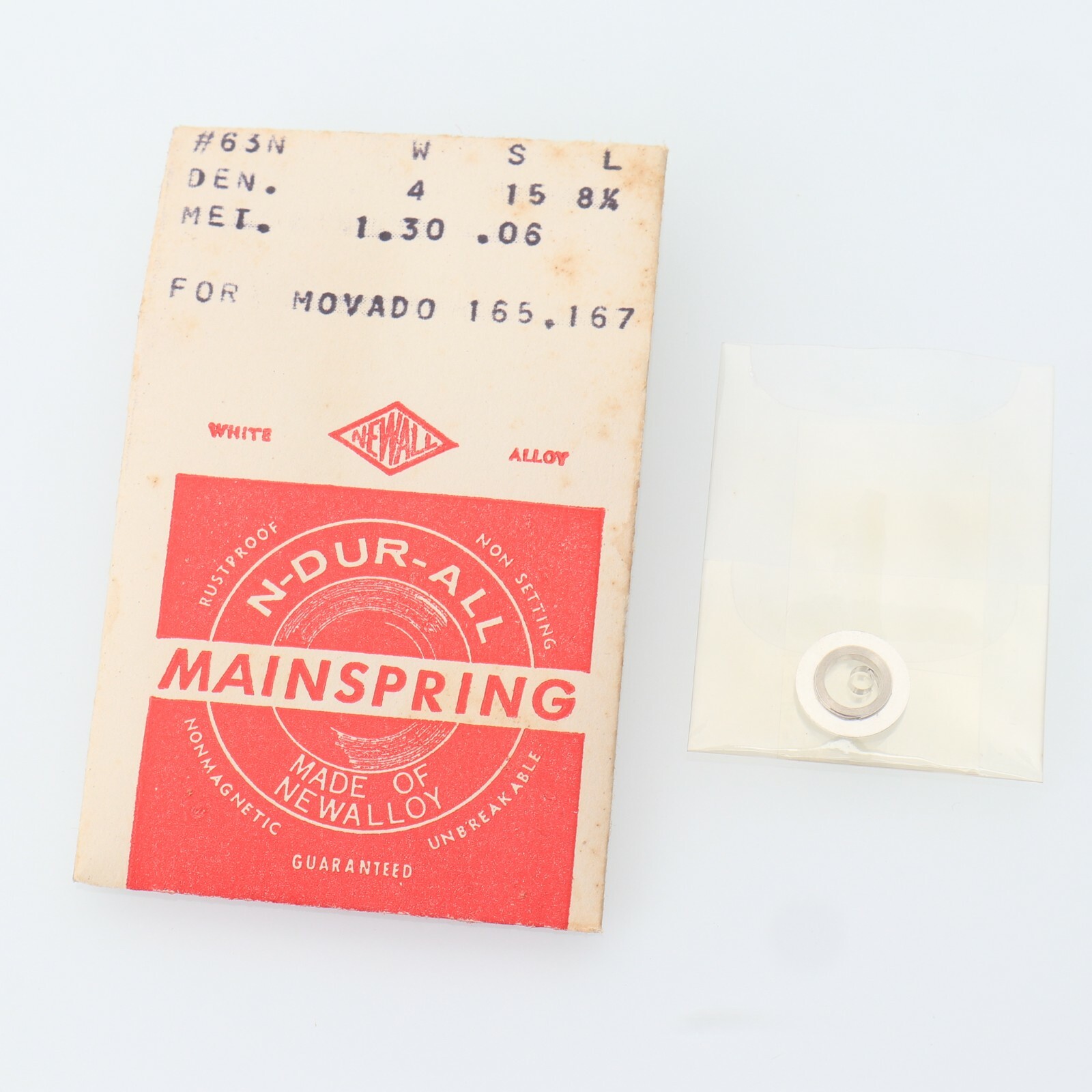 NOS N-Dur-All For Movado 165, 167 Mainspring Watch Part New Old Stock (G7D16)