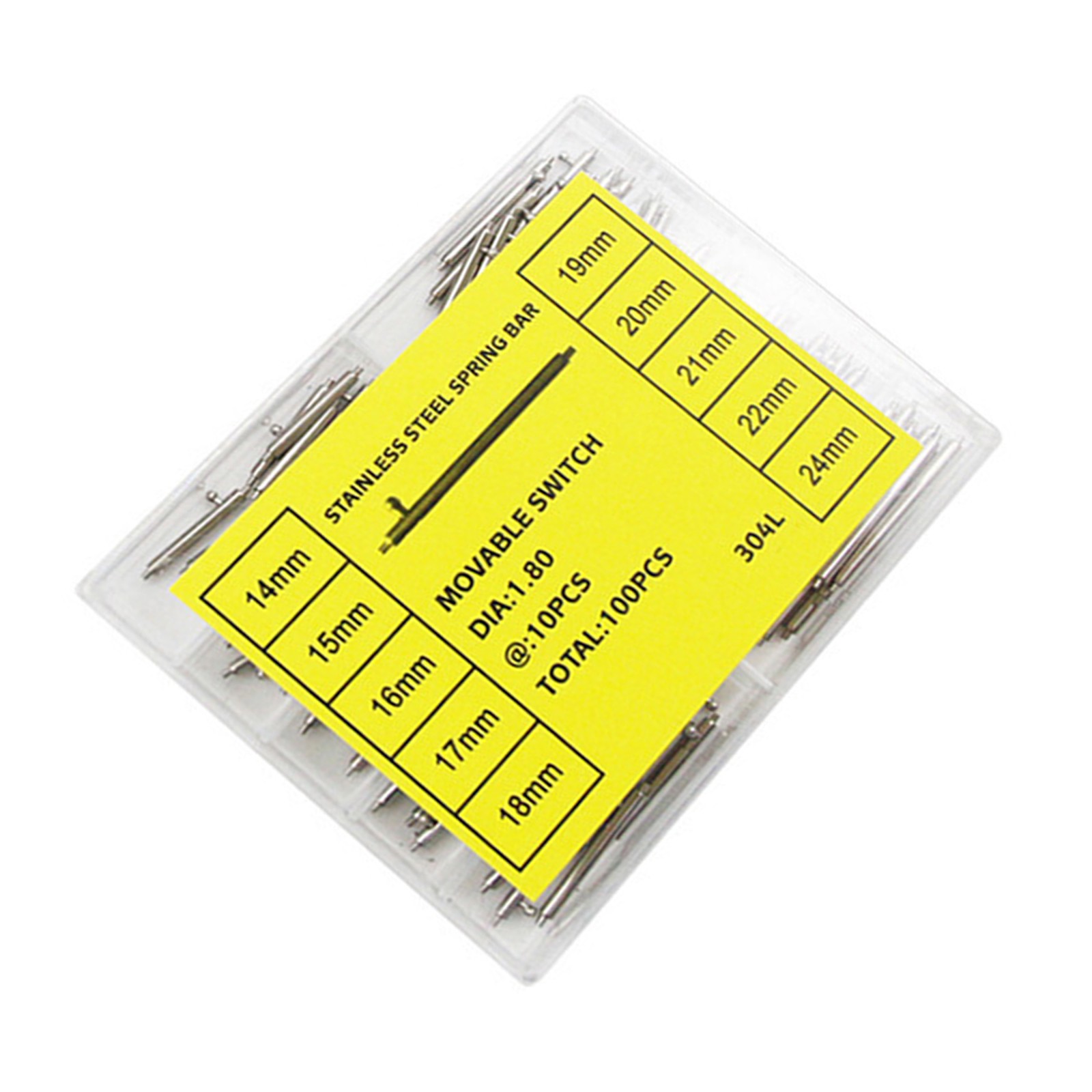 1 Box Stainless Steel 14-24mm 1.8mm Thickness Watch Strap Spring Bars Pin u