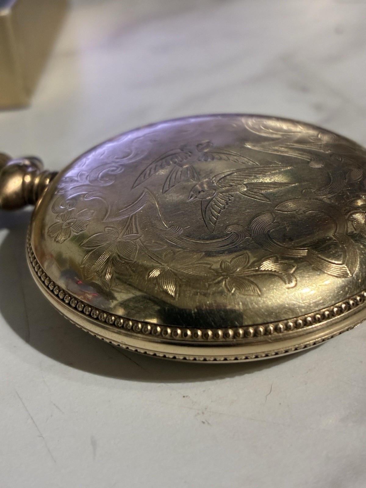 Gold Elects Swiss Pocket Watch 17 Jewels 5 Adjustments Fancy Gold Applied Dial