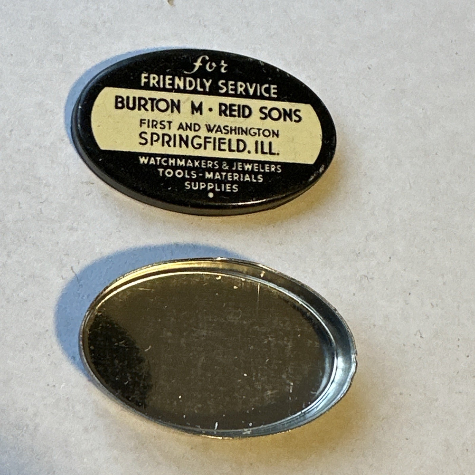 Antique Watch Parts Tin Watchmaker Burton Reid Springfield Illinois