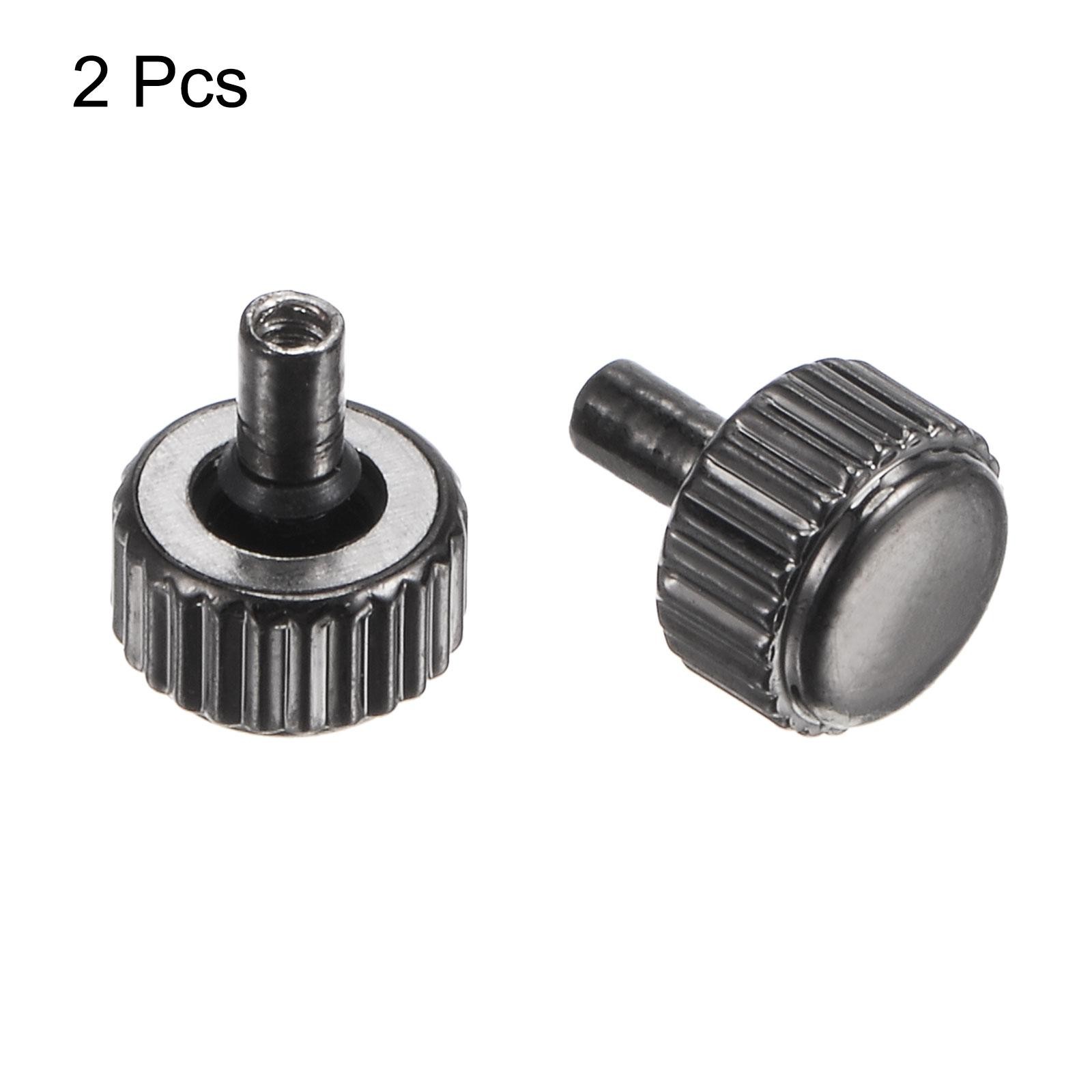 2Pcs 5x4mm Watch Crown SUS304 Flat Head Long Stem Watch Crown 2mm ID Black]