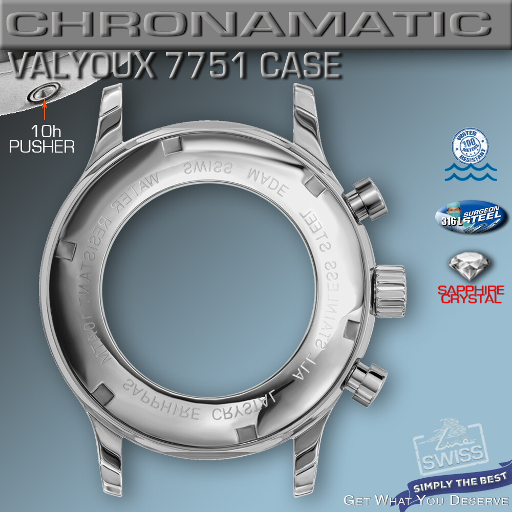 WATCH CASE CHRONOMATIC FOR MOVEMENT ETA VALJOUX 7751, ST-STEEL, 44 MM