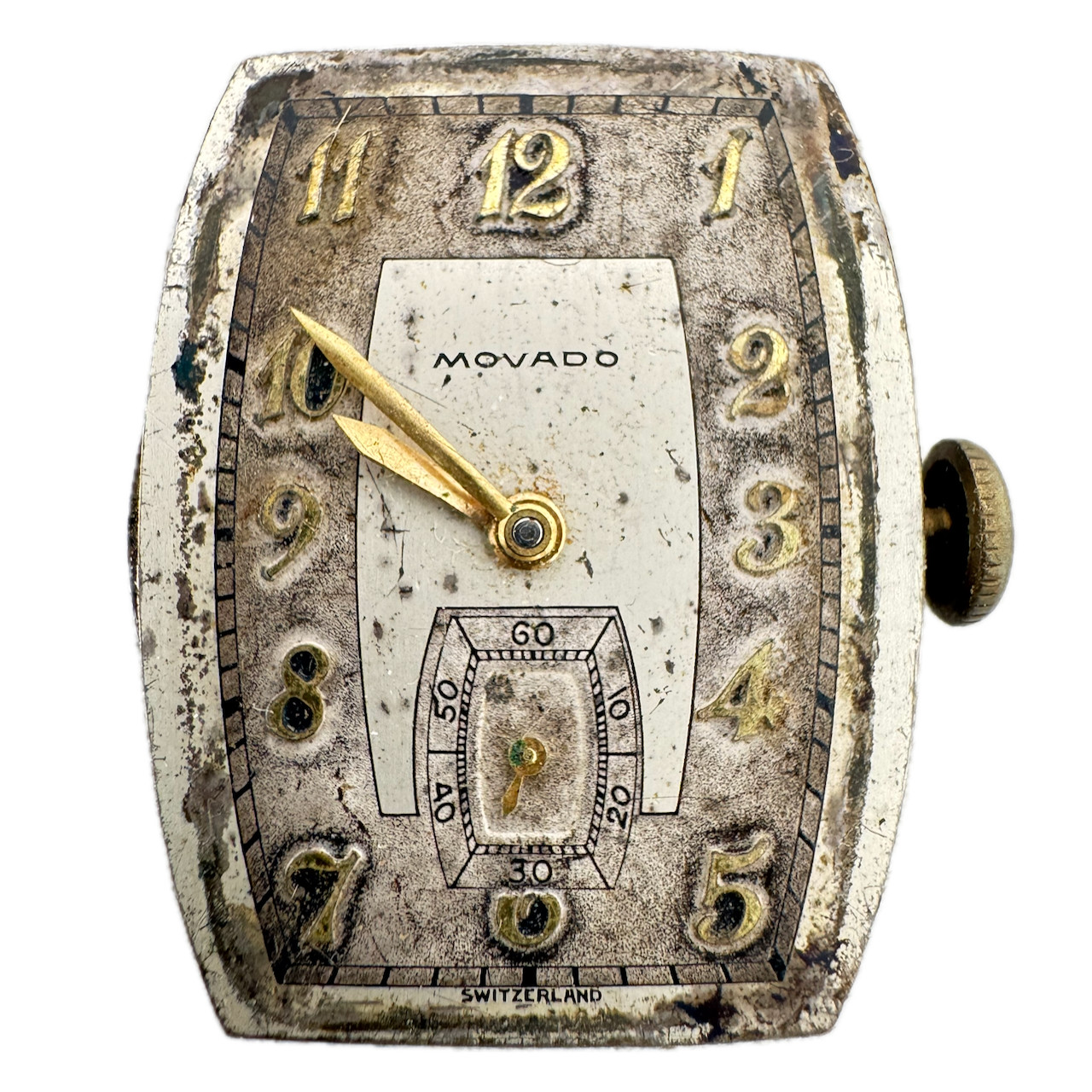 Vintage 23mm Movado Art Deco Rectangular Mechanical Wristwatch Movement Swiss