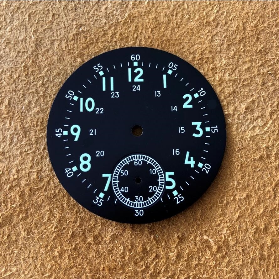 37mm Black Dial Green Luminous Dial fit ETA 6498 ST3621 Mens Watch