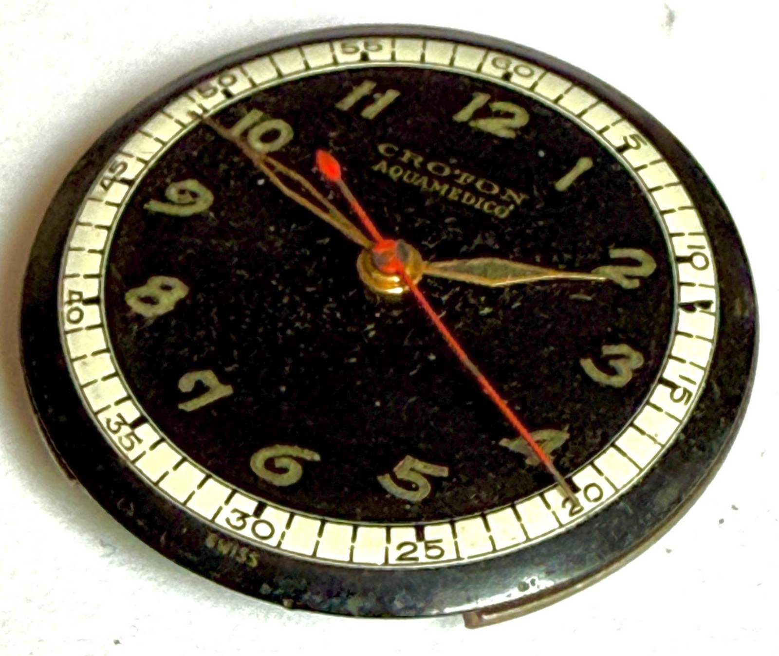 VINTAGE CROTON AQUAMEDICO 17J B86-420 cal. BUSER 130 WATCH MOVEMENT 4 PARTS