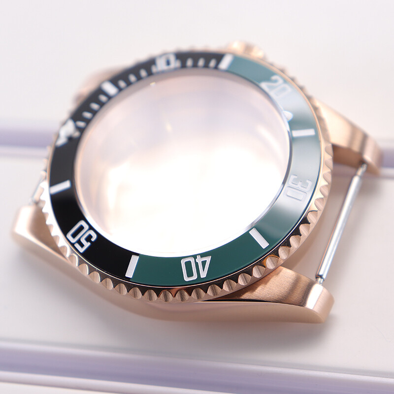 40mm Rose gold Watch Case+ Sapphire Glass Stainless Steel For Seiko Nh35 2824