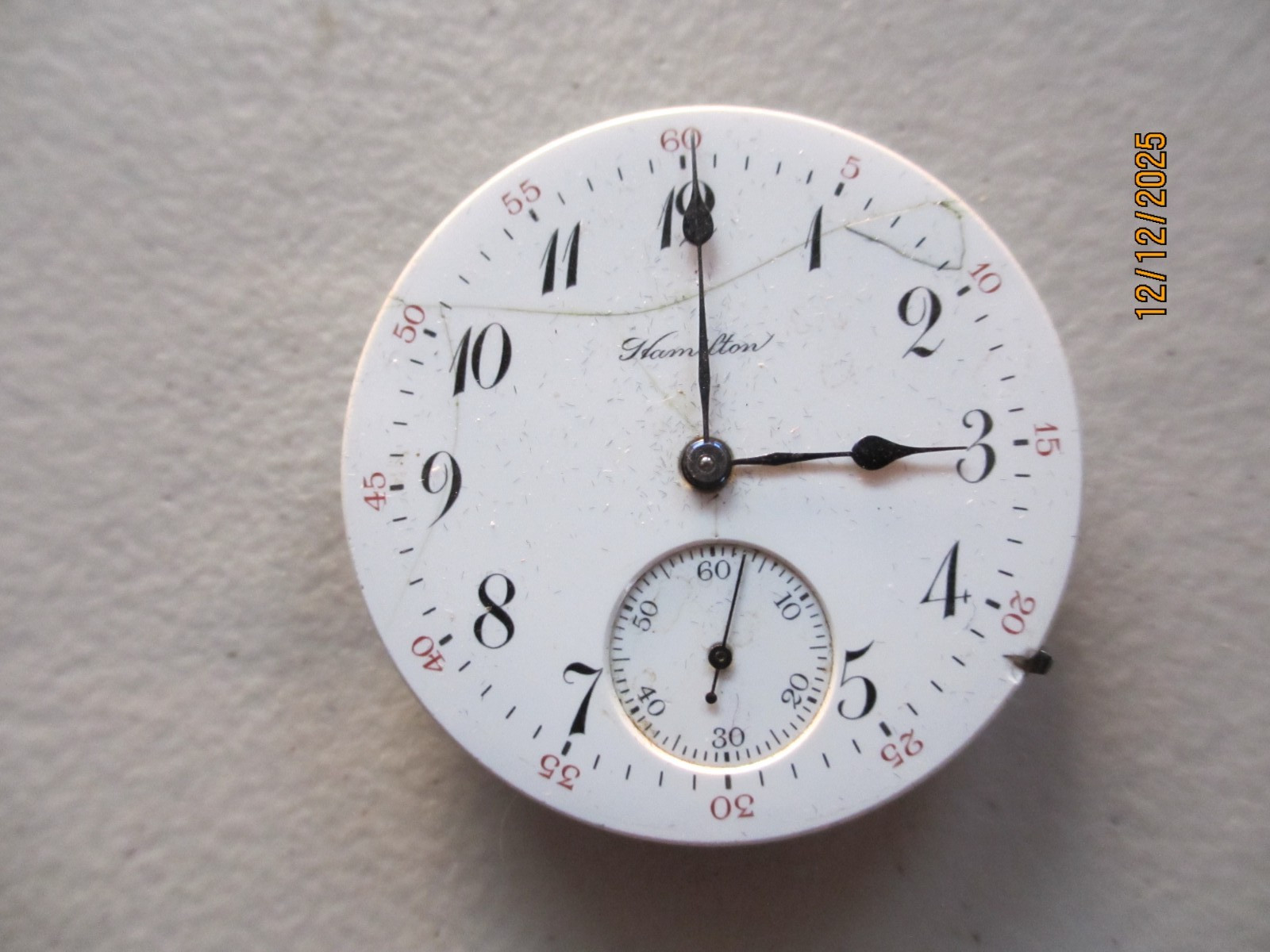 1908 HAMILTON MODEL 1 CLASS 4 GRADE 973 16S 17J POCKET WATCH MOVEMENT