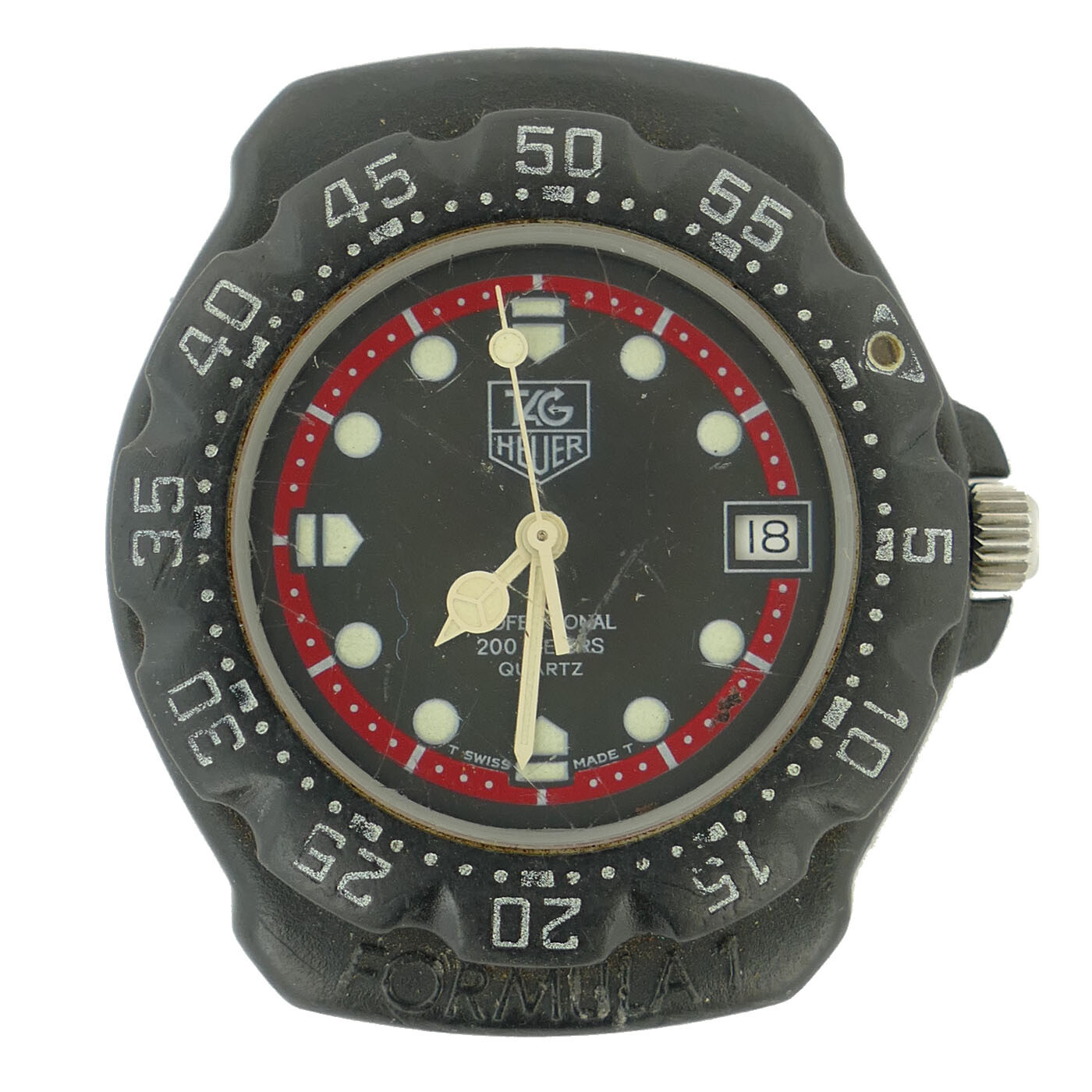 TAG HEUER GENUINE FORMULA PROFESSIONAL BLACK DIAL 35MM BLACK PLASTIC WATCH HEAD
