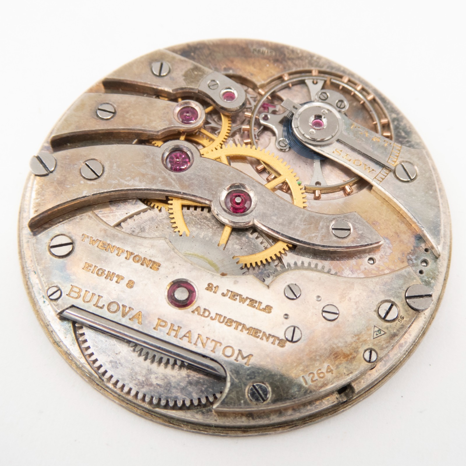 Bulova Phantom 1264 21-Jewel Antique Pocket Watch Movement