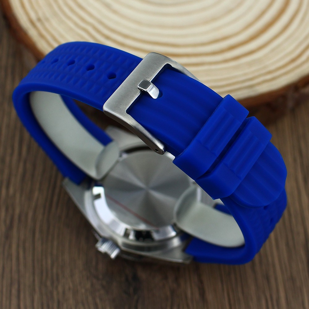 Sapphire 40mm Steel Watch Case Blue Strap Modify 62MAS Mods For Seiko NH35 34 36