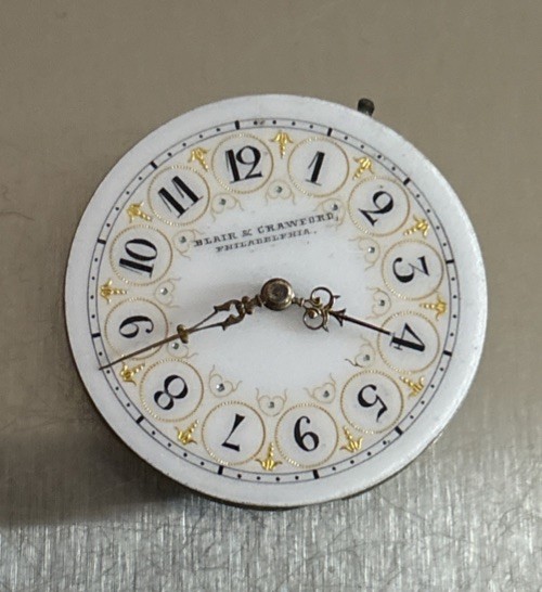 Antique Blair & Crawford Philadelphia Pocket Watch Movement Fancy face & Crystal