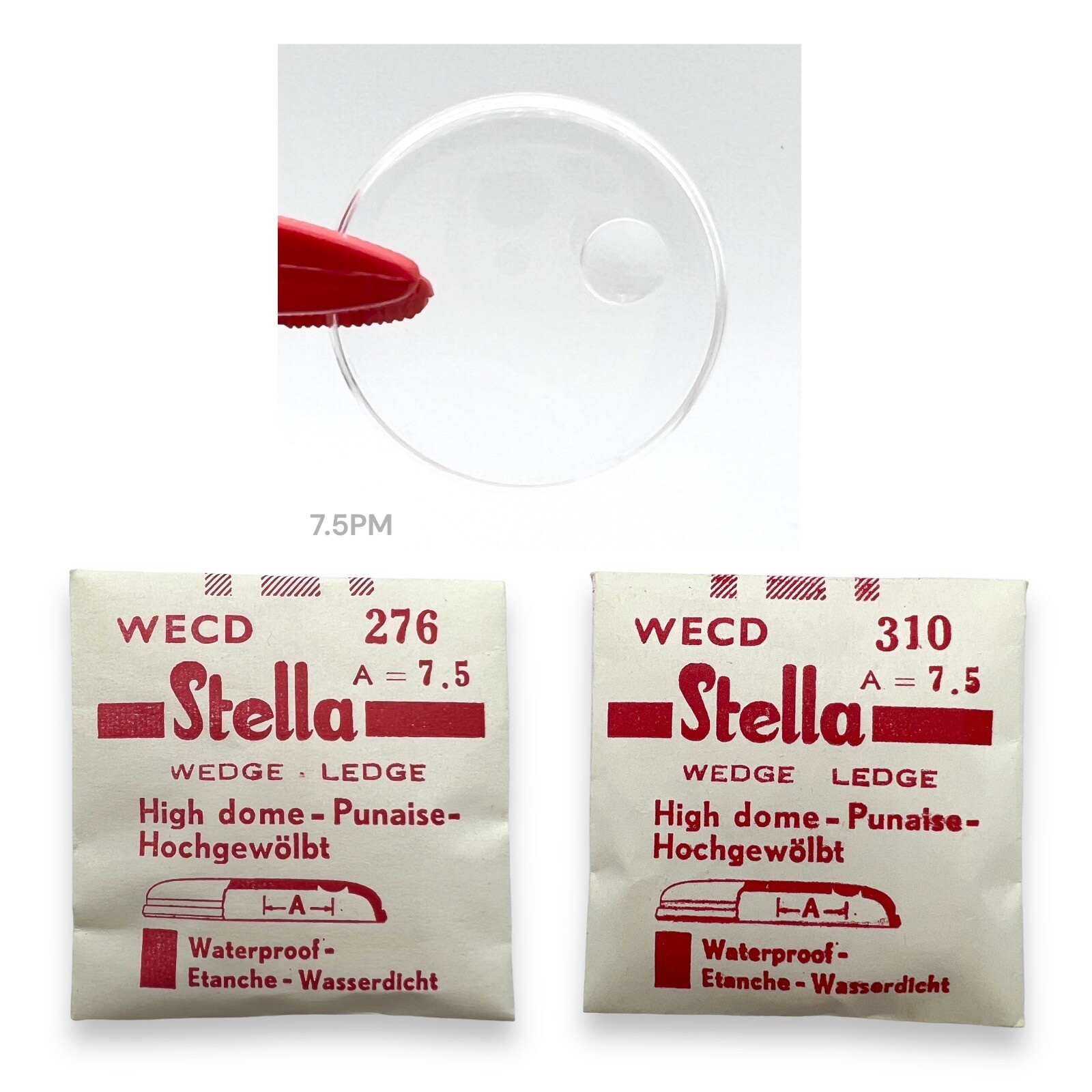 Round Watch Crystal Calendar Stella WECD High Dome Date Magnifier 7.5PM