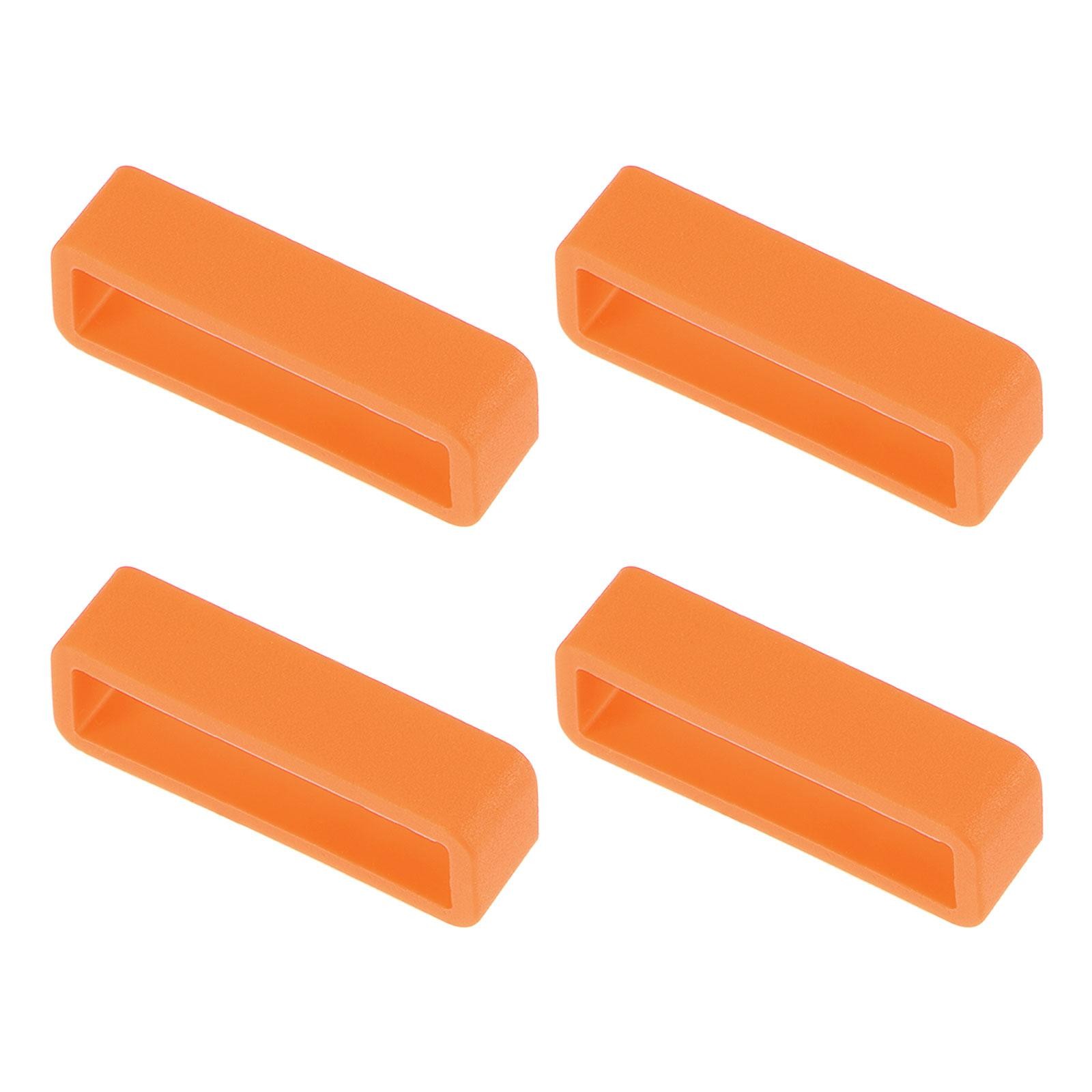 Watch Band Strap Loops Silicone for 26mm Width Watch Band, Orange 4 Pcs