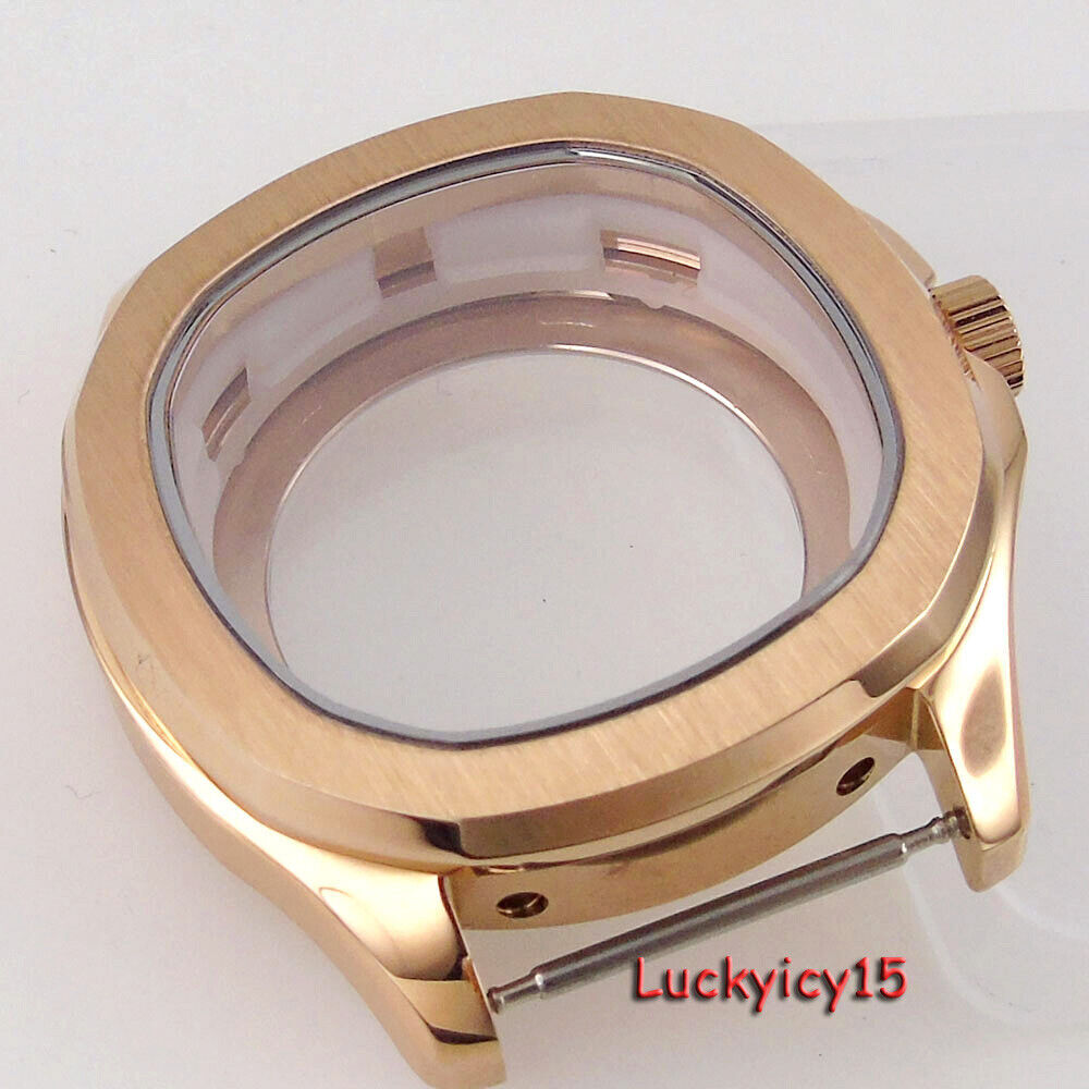 40mm Square Silver Black PVD Mens Watch Case Fit NH35A NH36A NH34A Automatic Mov