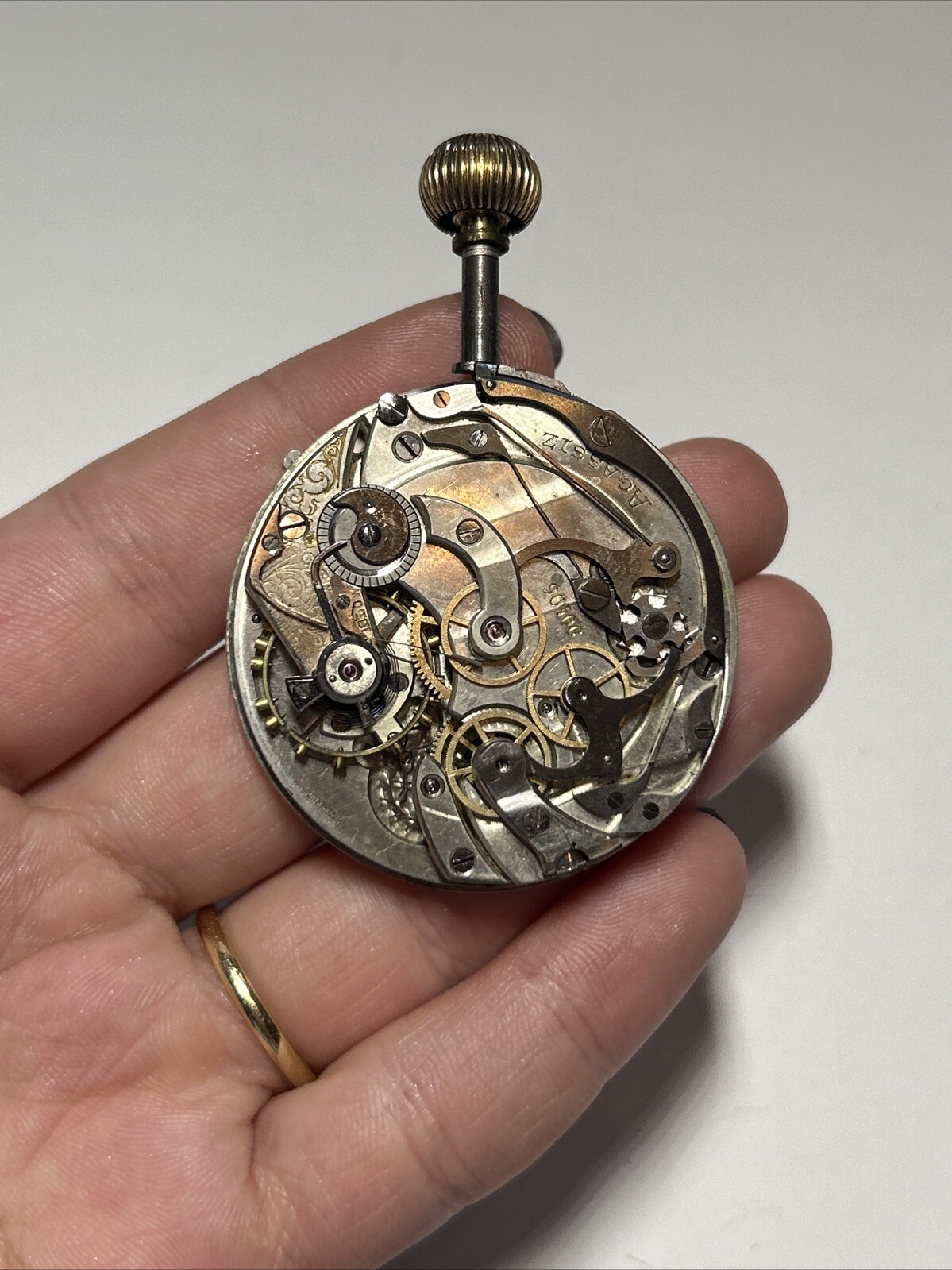 Collectible AGASSIZ Chronograph Chronometer Swiss Pocketwatch Movement