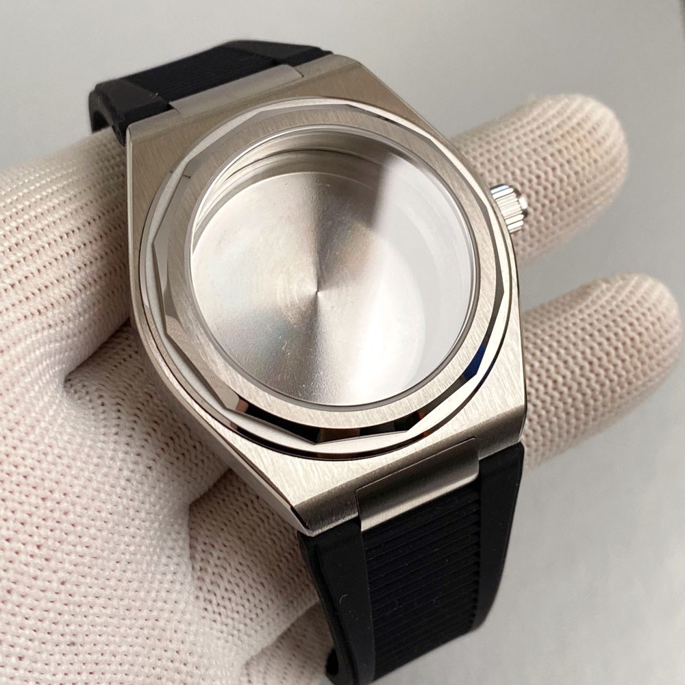 40mm Watch Case with Polygonal Bezel Sapphire Fit NH35 NH34 PT5000 For Ingenieur