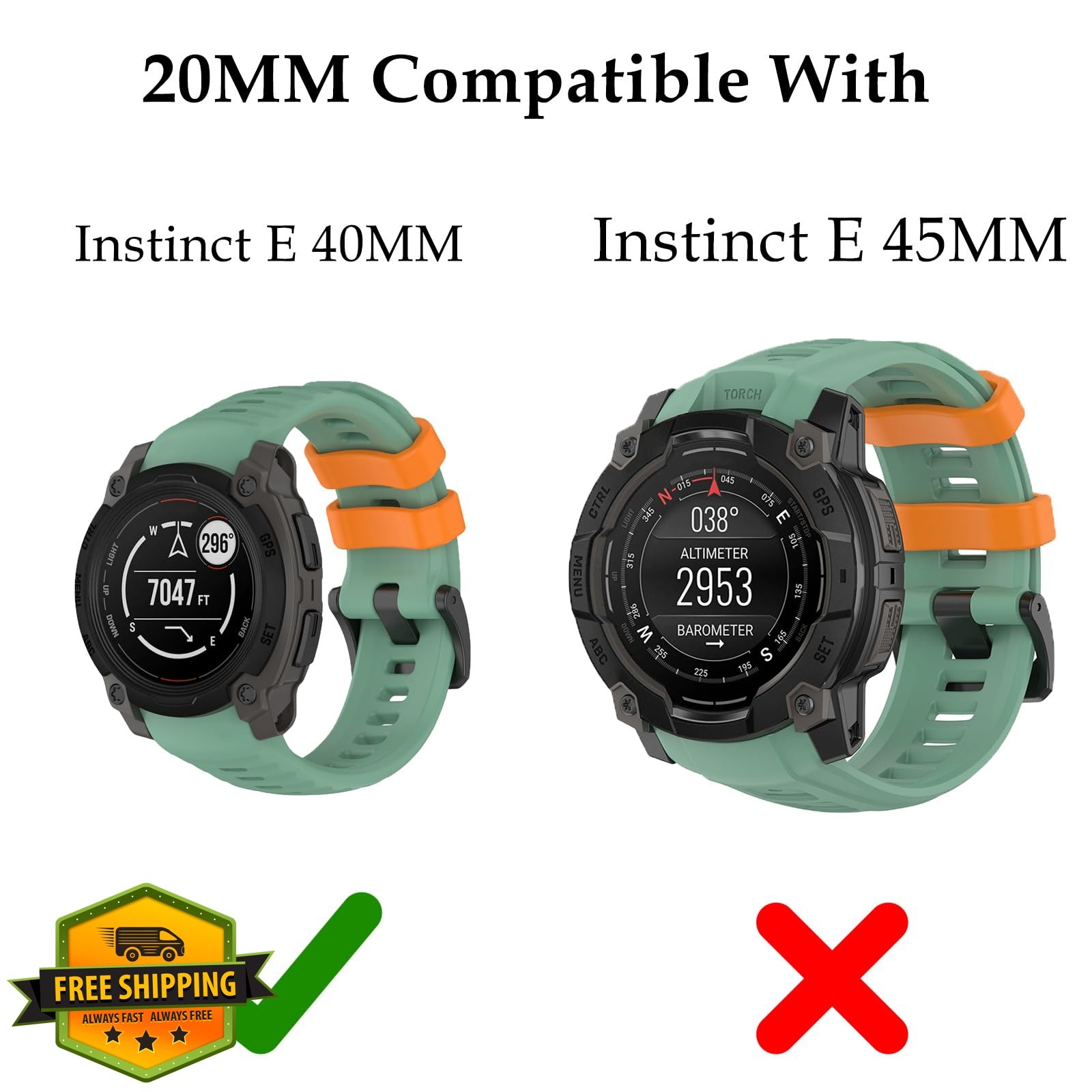 TopPerfekt Band Compatible with Garmin Instinct 3 45mm/50mm, Soft Silicone Re…