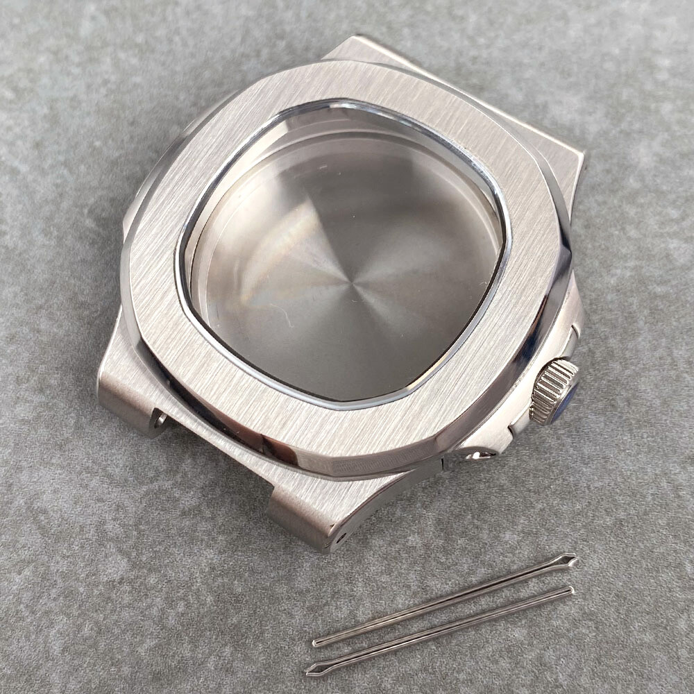 40mm Stainless Steel Square Watch Case 10ATM Dive Case Fit NH35 NH36 Rubber Band