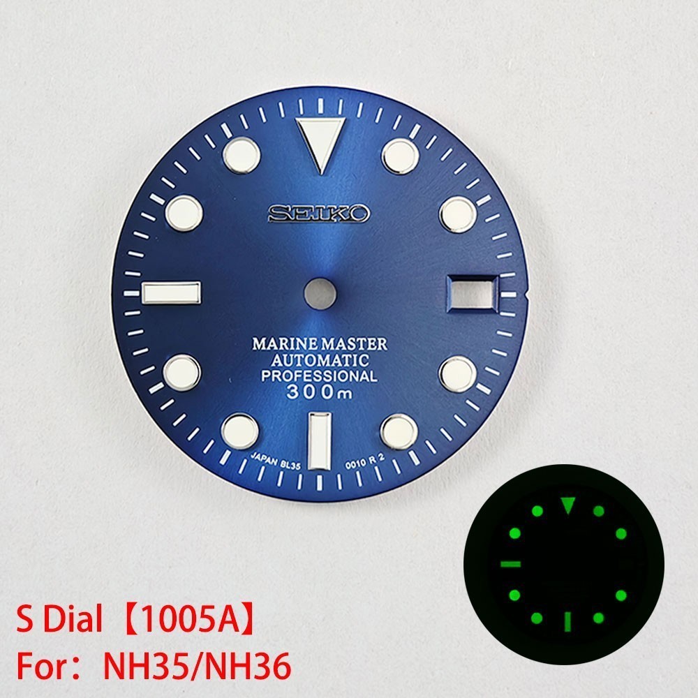 28.5mm Seiko Sunburst Watch Dial Green Luminous Fit NH35 NH36 Movement