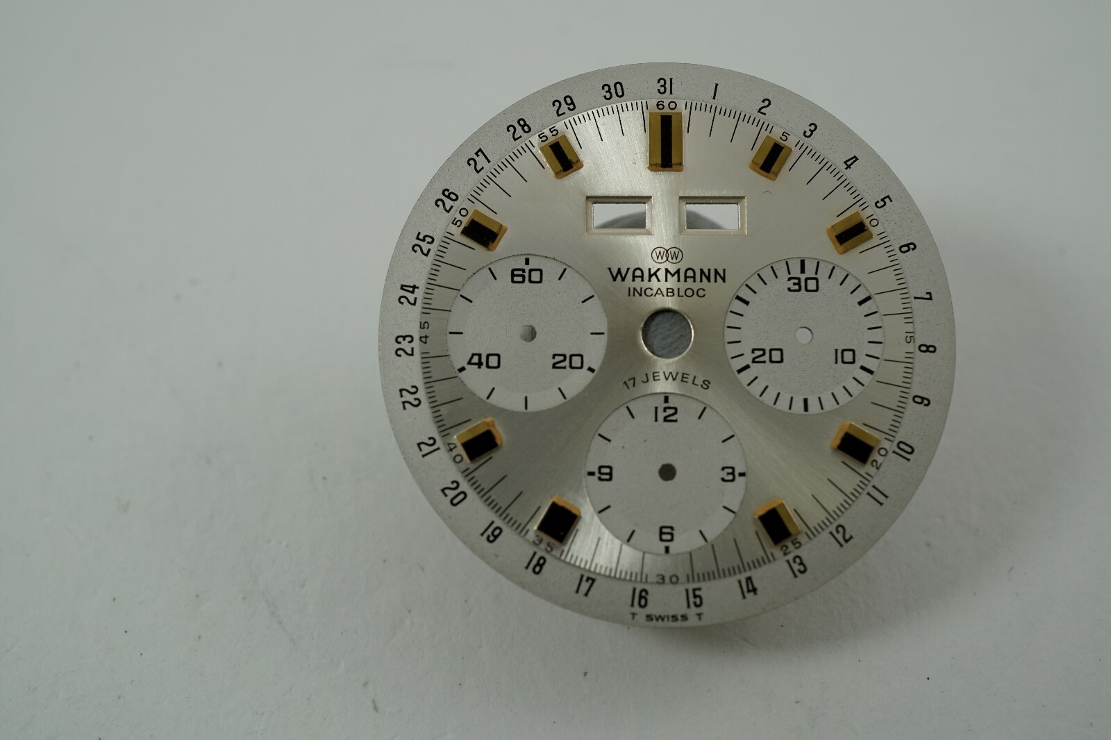 WAKMANN VINTAGE CALENDAR CHRONOGRAPH DIAL ONLY NEW OLD STOCK DATES 1970’S