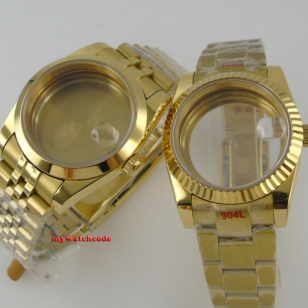 36mm 39MM sapphire glass golden Watch Case fit eta 2836 2824 8215 NH35 NH36 8215