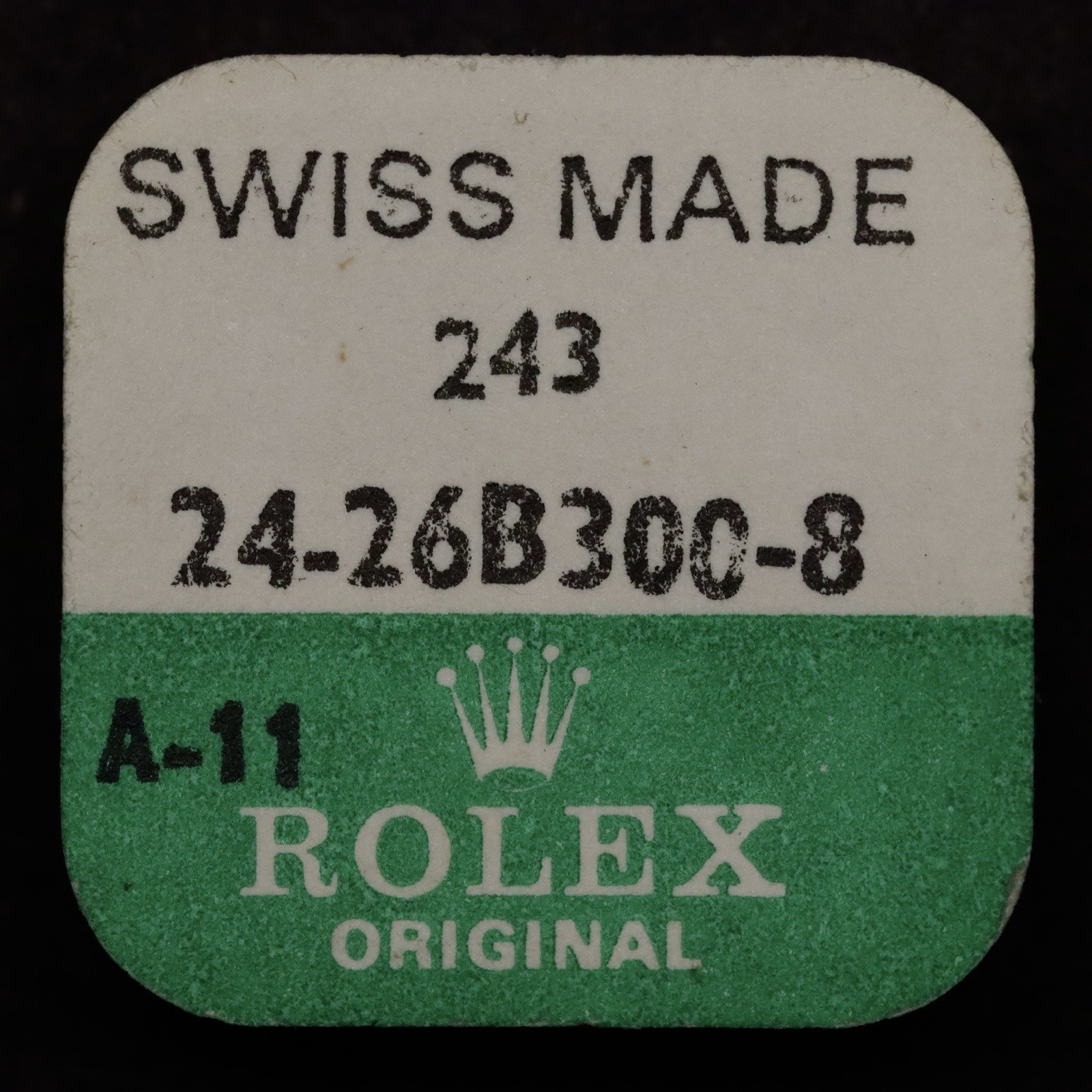 Original Rolex Spare Part # 24-26B300-8 18k Yellow Gold Crown. Sealed NOS
