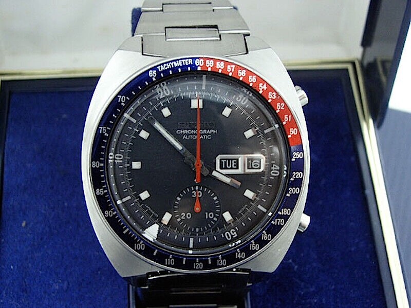 NEW BLACK DIAL,HANDS,ROTATING BEZEL PEPSI POGUE CHRONOGRAPH 6139-6002/6000/6009