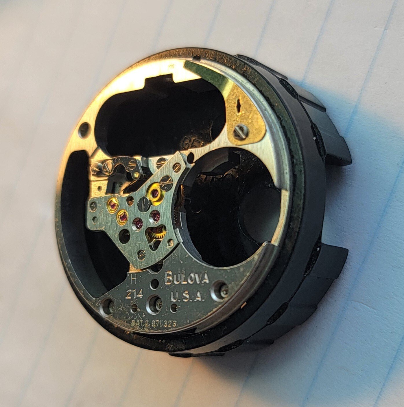 Vintage Bulova Accutron 214 Part 709 Movement Pillar Plate USA M4H 1964