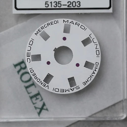 NEW Rolex 3055-5135-203 Day Indicator Disc DAY-DATE White French